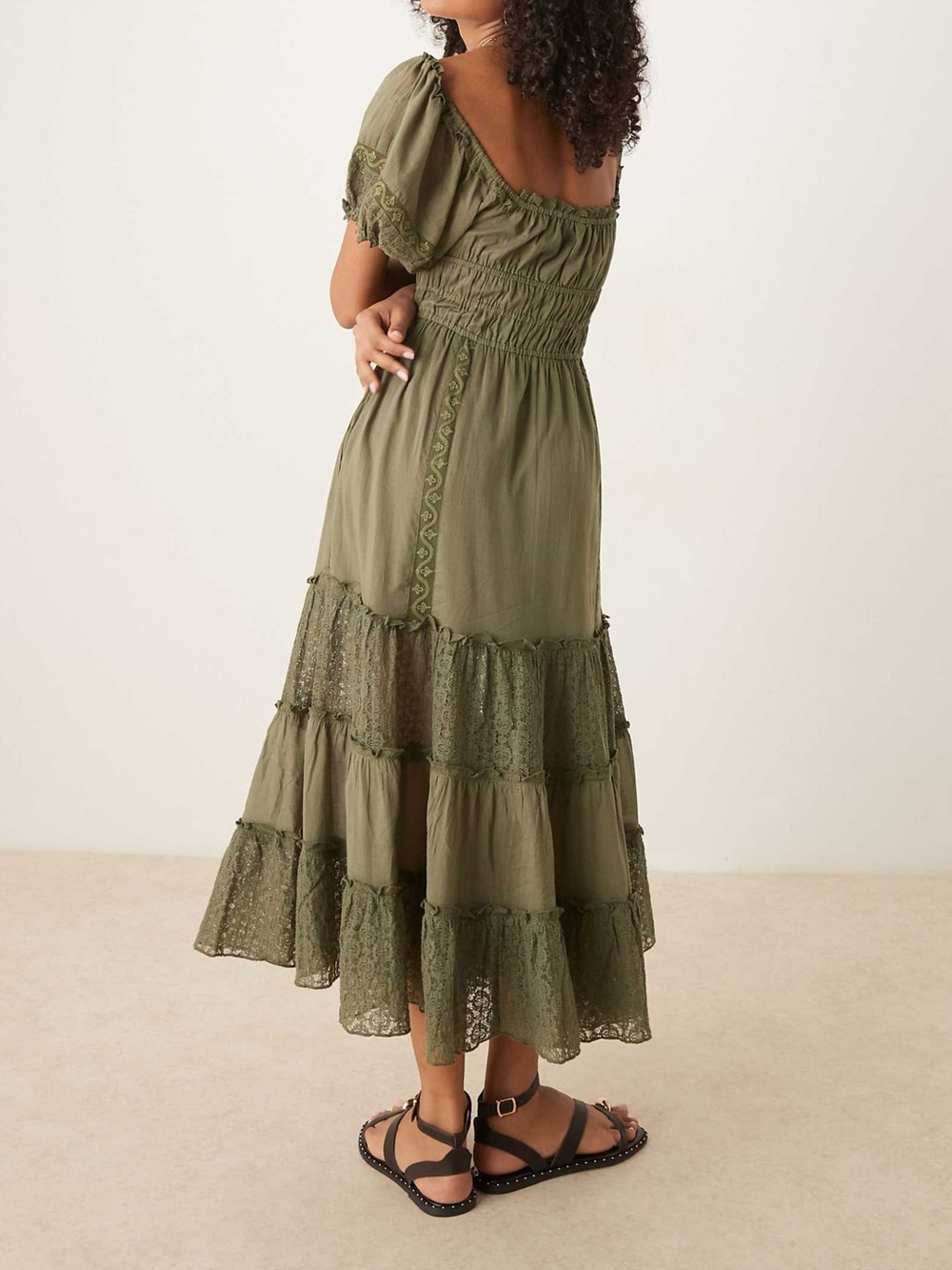 Free People Falling Sun Midi Dress in Crystal Kelp Green - Picture 4 of 8